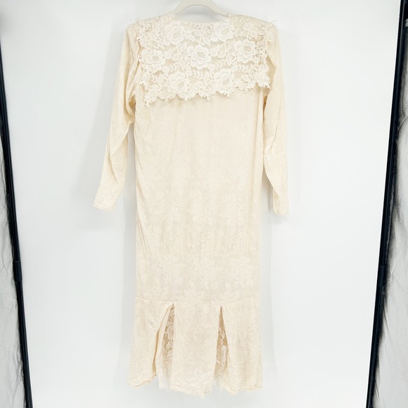 Jessica McClintock Vintage Edwardian 80s Silk Lace Modest Wedding Dress Size 6 - Picture 10 of 13